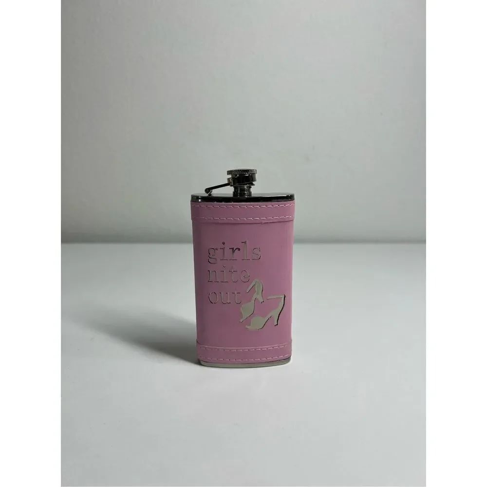 Girls Night Out Stainless Steel Flask, 6 oz, Pink Faux Leather